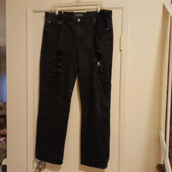 Ralph Lauren Black ripped Jean pants sz 16 nwto - Picture 1 of 7